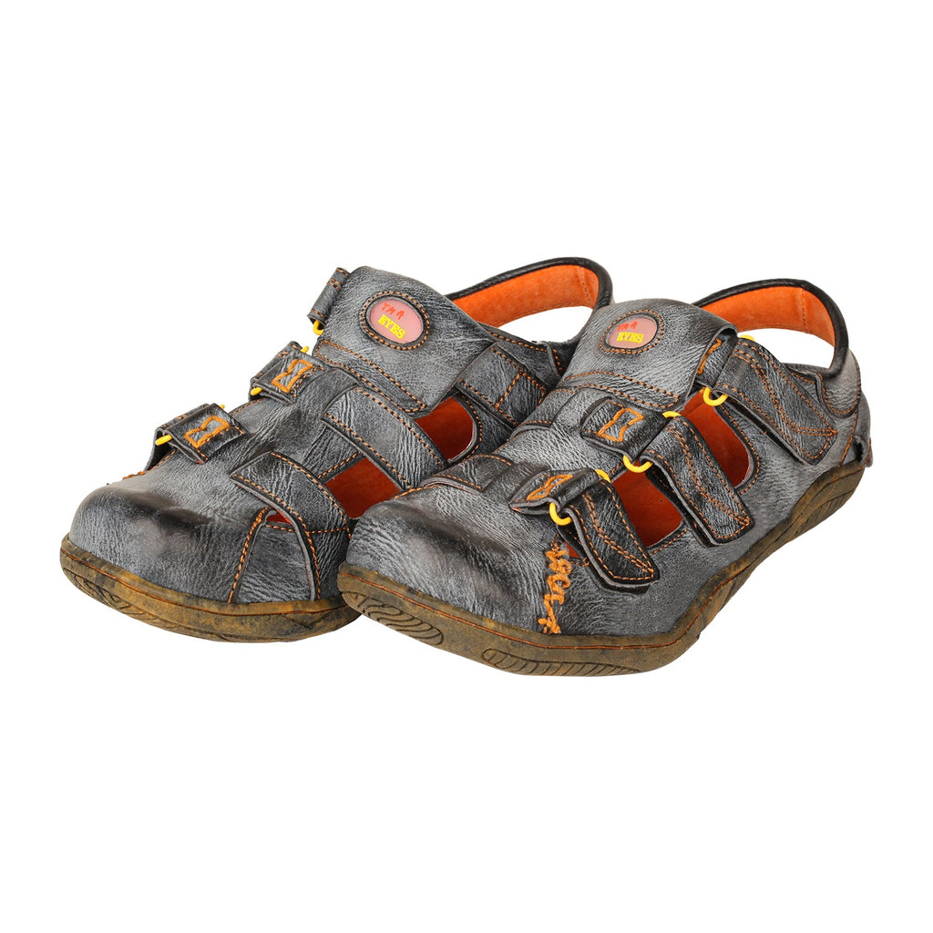 TMA EYES Women's Hook and Loop Closed-Toe Leather Sandal