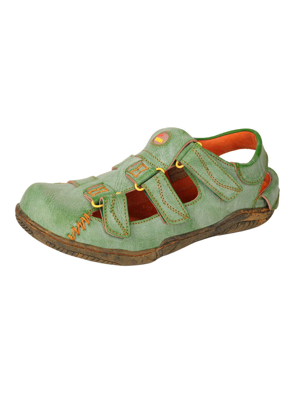 TMA EYES Women's Hook and Loop Closed-Toe Leather Sandal