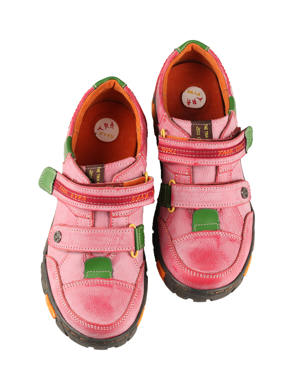 TMA EYES  Women's Walking Leather Shoes Hook and Loop Casual Shoes