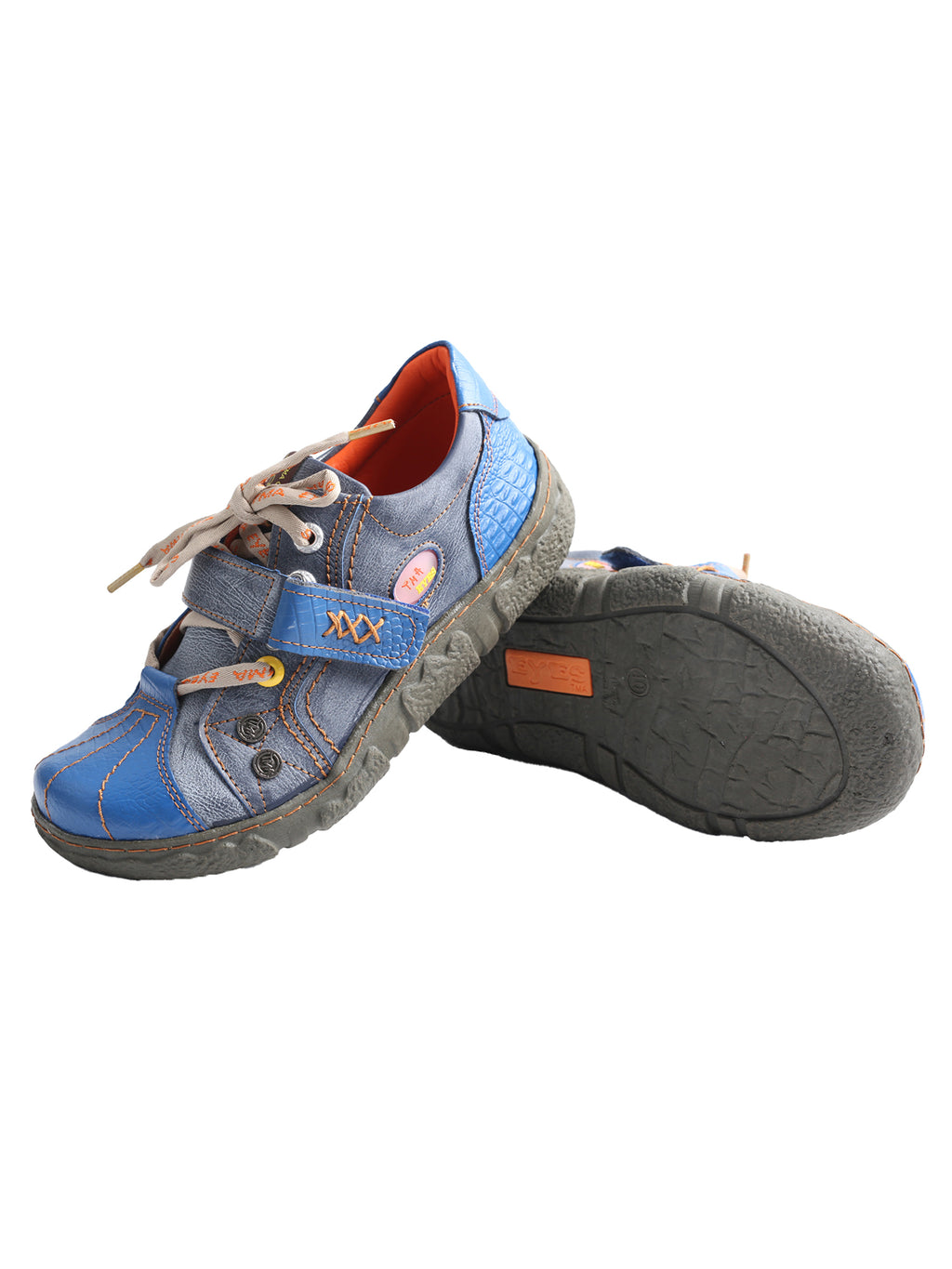 TMA EYES Hand Stitching Leather and Washed PU Leather Flat Women's Shoes with Plus Size