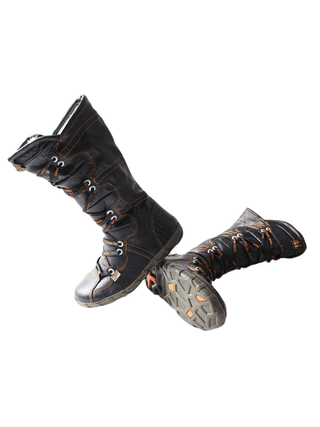 TMA EYES Snake-Embossed Leather and PU Upper Women's Tall Boot