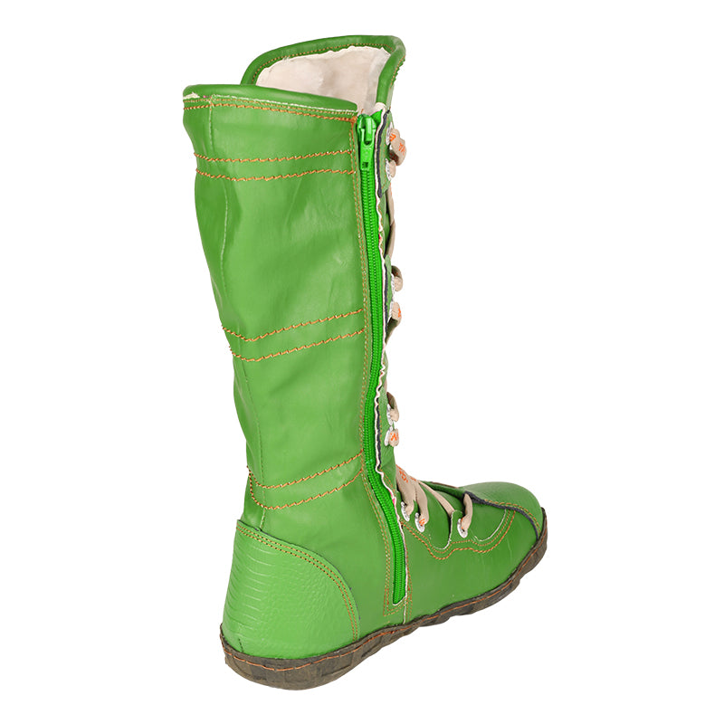 TMA EYES Snake-Embossed Leather and PU Upper Women's Tall Boot