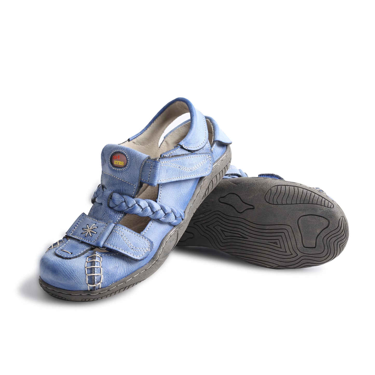 TMA EYES Women's Braided Closed-Toe Leather Sandal
