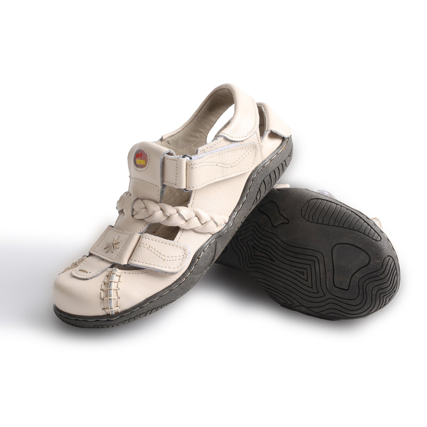 TMA EYES Women's Braided Closed-Toe Leather Sandal