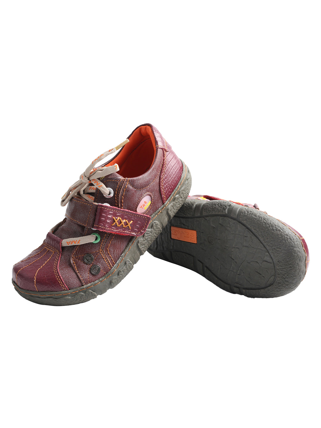 TMA EYES Hand Stitching Leather and Washed PU Leather Flat Women's Shoes with Plus Size