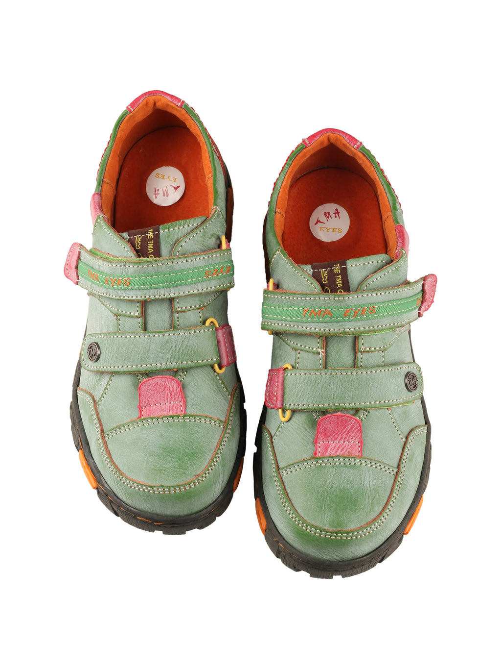 TMA EYES  Women's Walking Leather Shoes Hook and Loop Casual Shoes
