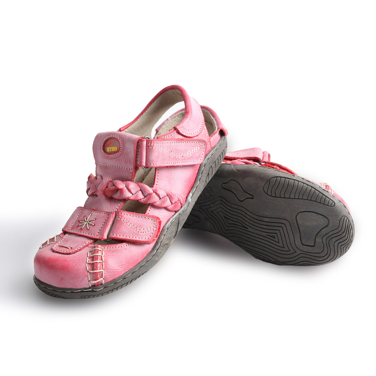 TMA EYES Women's Braided Closed-Toe Leather Sandal