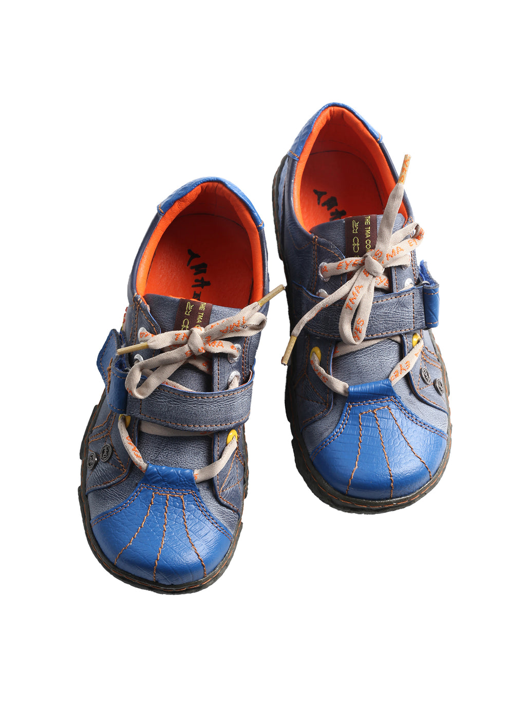 TMA EYES Hand Stitching Leather and Washed PU Leather Flat Women's Shoes with Plus Size