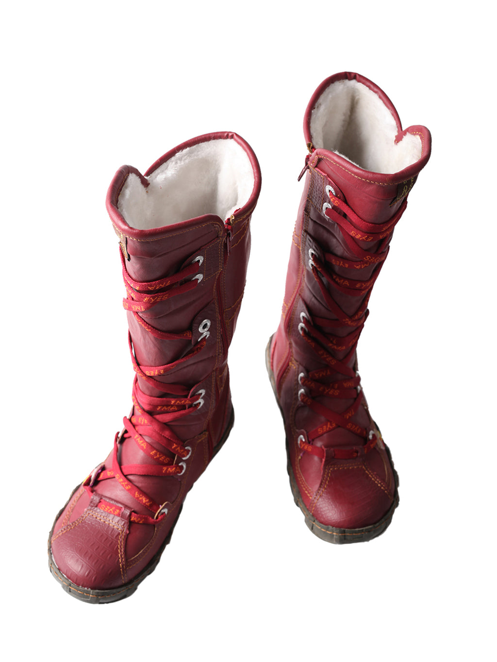 TMA EYES Snake-Embossed Leather and PU Upper Women's Tall Boot