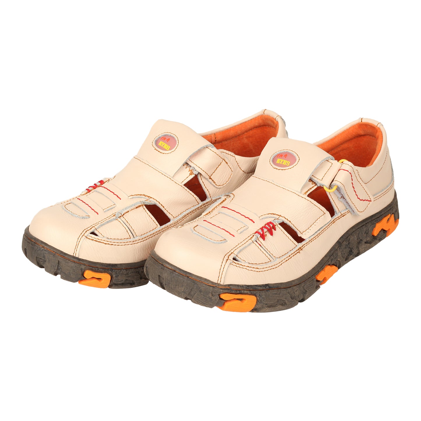 TMA EYES Womens Hand Stitching Leaher Shoes with Hollow Breathable Hook and Loop Slip-on Casual Shoes