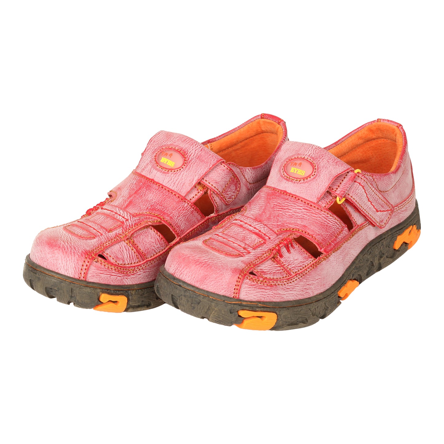 TMA EYES Womens Hand Stitching Leaher Shoes with Hollow Breathable Hook and Loop Slip-on Casual Shoes