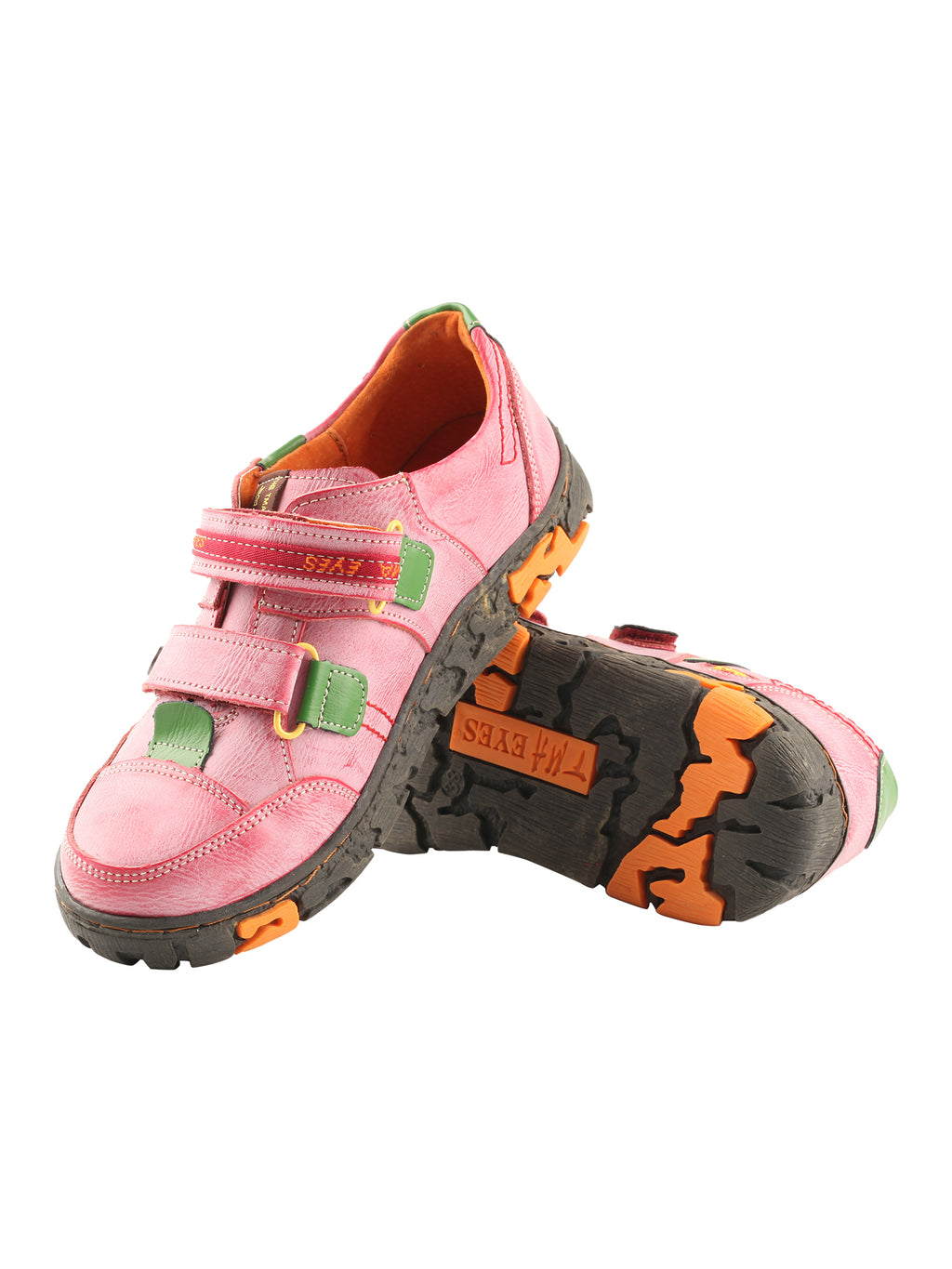 TMA EYES  Women's Walking Leather Shoes Hook and Loop Casual Shoes