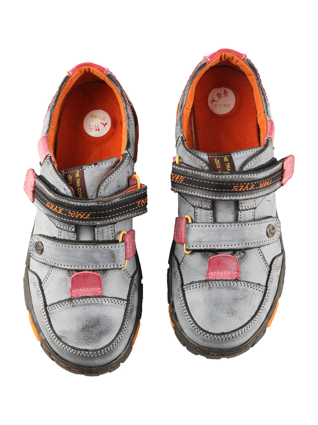 TMA EYES  Women's Walking Leather Shoes Hook and Loop Casual Shoes