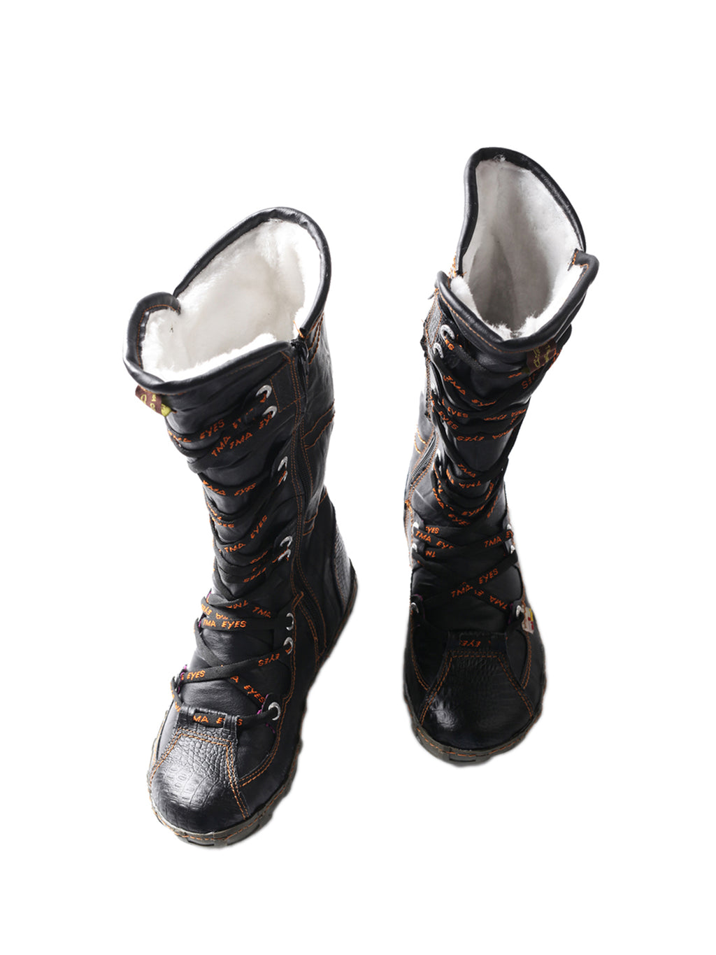 TMA EYES Snake-Embossed Leather and PU Upper Women's Tall Boot