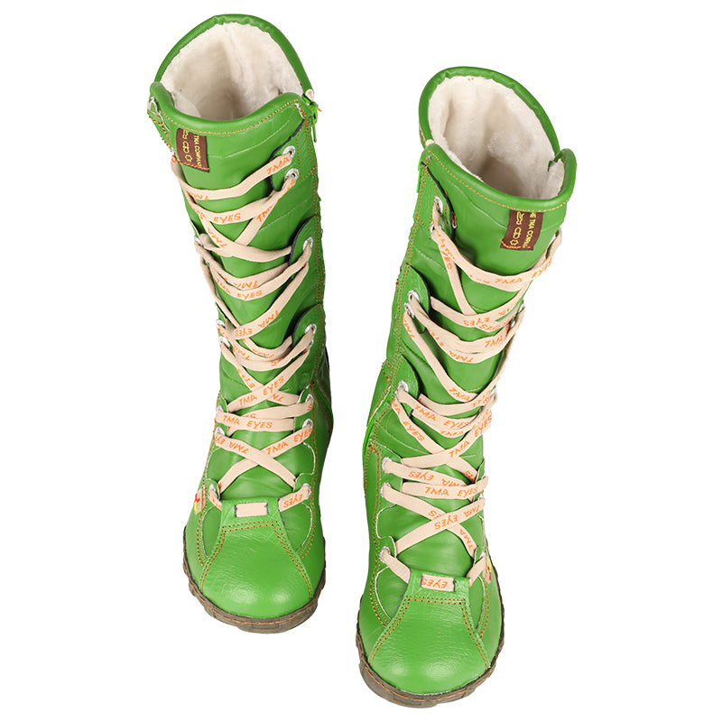 TMA EYES Snake-Embossed Leather and PU Upper Women's Tall Boot