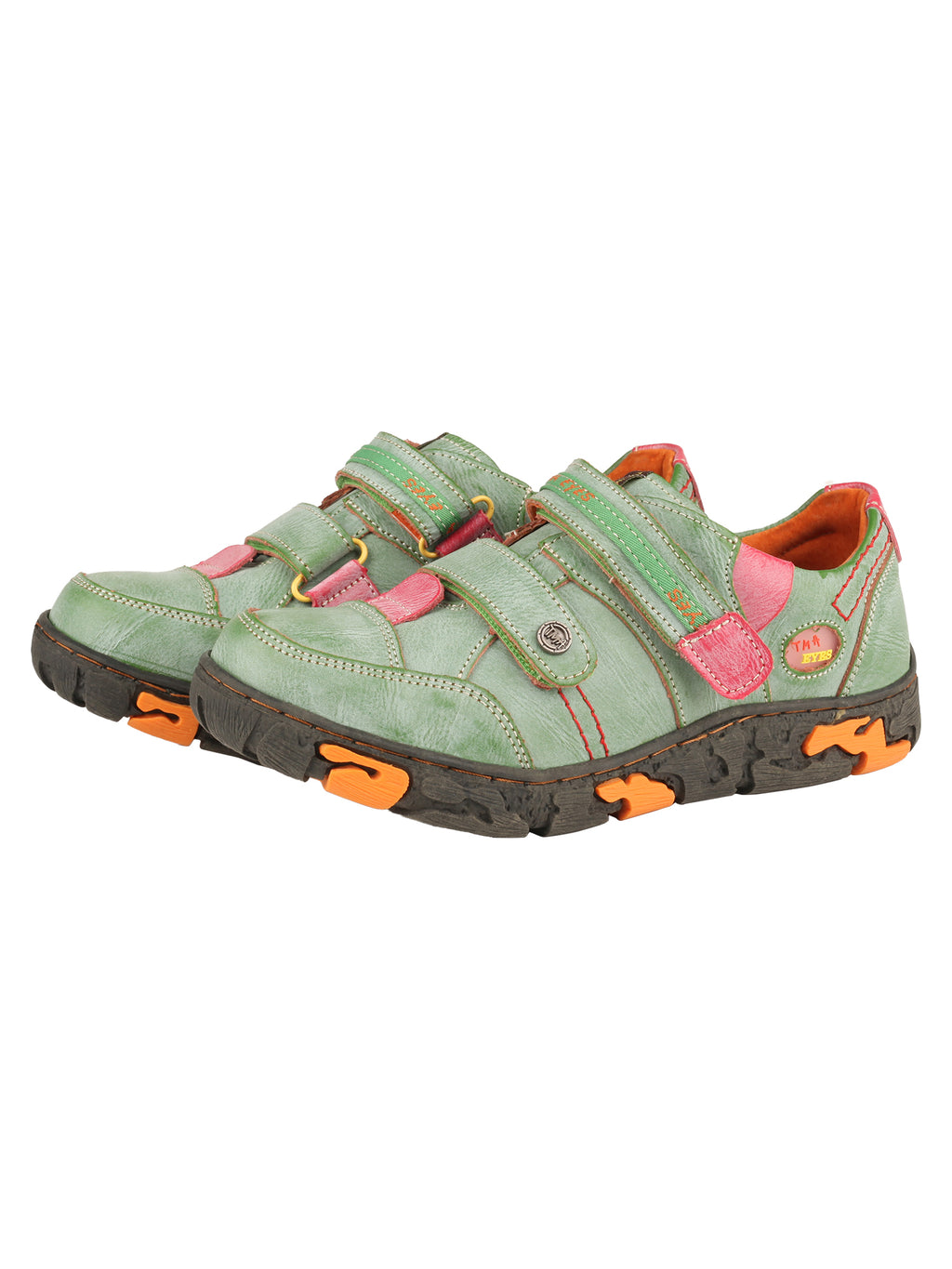 TMA EYES  Women's Walking Leather Shoes Hook and Loop Casual Shoes