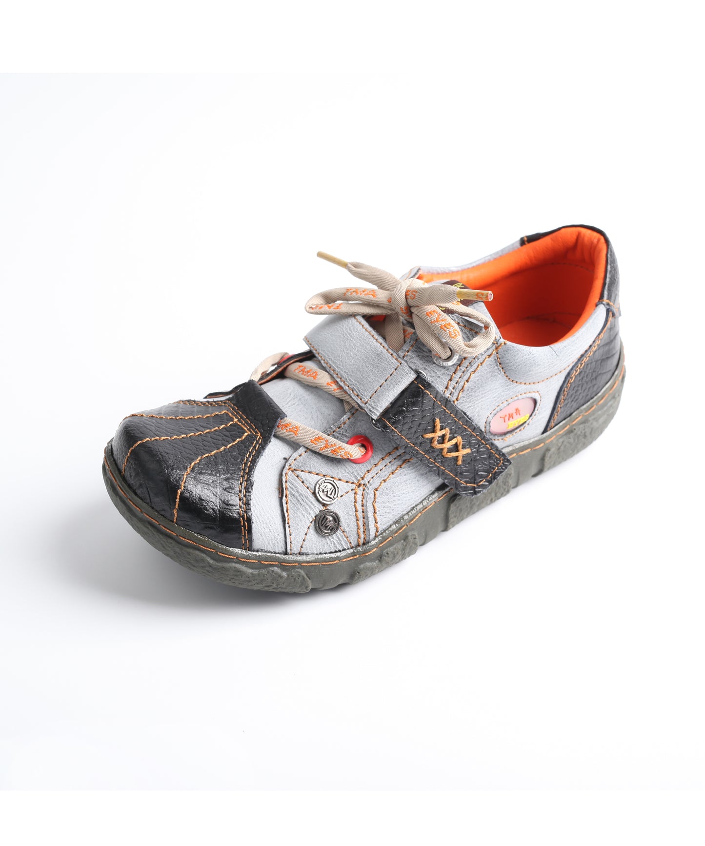 TMA EYES Hand Stitching Leather and Washed PU Leather Flat Women's Shoes with Plus Size