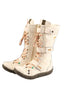 TMA EYES Handcrafted Strap-Detail Fleece-Lined Flat Women’s Boot, Washed Leather Plus Size Limited Batch