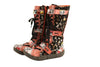 TMA EYES Halloween Limited Edition Hand-Sewn PU Lined Women's Flat Calf Boots, Skull Graffiti Print