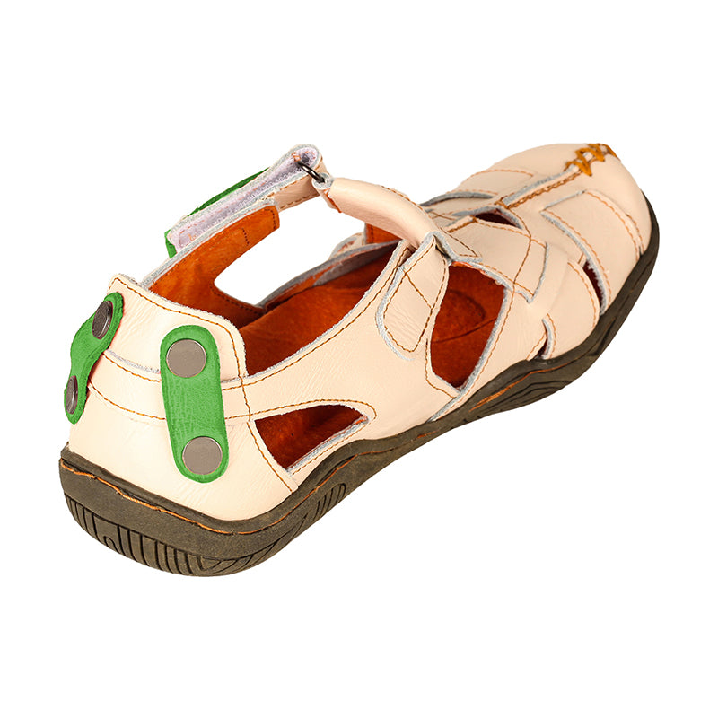 TMA EYES Women's Cross Leather and Hand Stitching Upper Casual Sandal for Outdoor