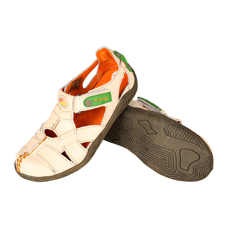 TMA EYES Women's Cross Leather and Hand Stitching Upper Casual Sandal for Outdoor