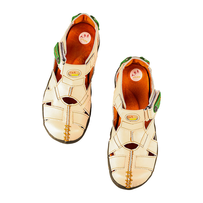 TMA EYES Women's Cross Leather and Hand Stitching Upper Casual Sandal for Outdoor