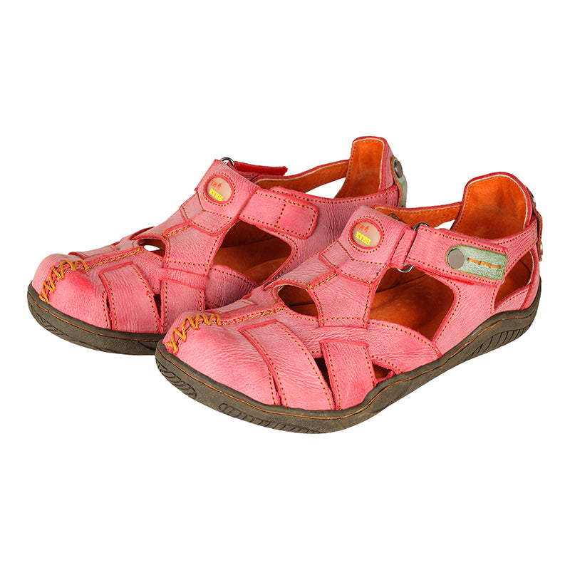 TMA EYES Women's Cross Leather and Hand Stitching Upper Casual Sandal for Outdoor