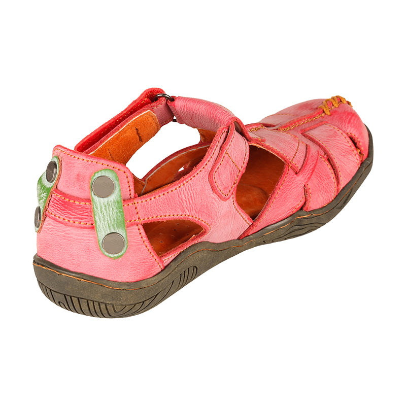 TMA EYES Women's Cross Leather and Hand Stitching Upper Casual Sandal for Outdoor