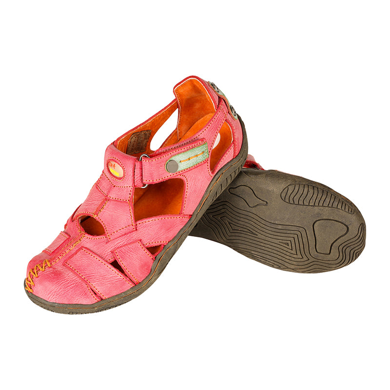 TMA EYES Women's Cross Leather and Hand Stitching Upper Casual Sandal for Outdoor