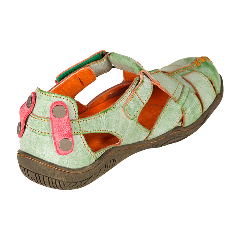 TMA EYES Women's Cross Leather and Hand Stitching Upper Casual Sandal for Outdoor