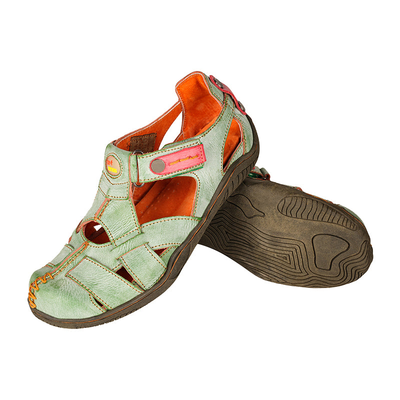 TMA EYES Women's Cross Leather and Hand Stitching Upper Casual Sandal for Outdoor