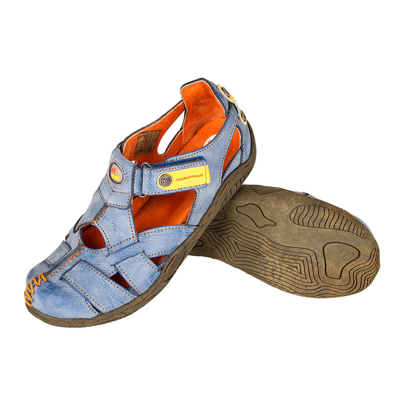 TMA EYES Women's Cross Leather and Hand Stitching Upper Casual Sandal for Outdoor