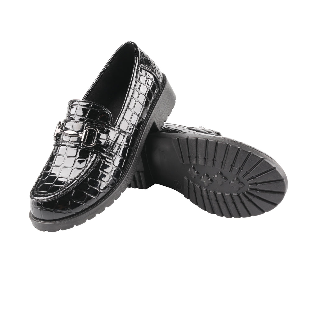 TMA EYES Women's Classic Crocodile Pattern Loafers - Slip-On Low Heel Shoes with Non-Slip TPR Sole - Fashion and Comfortable