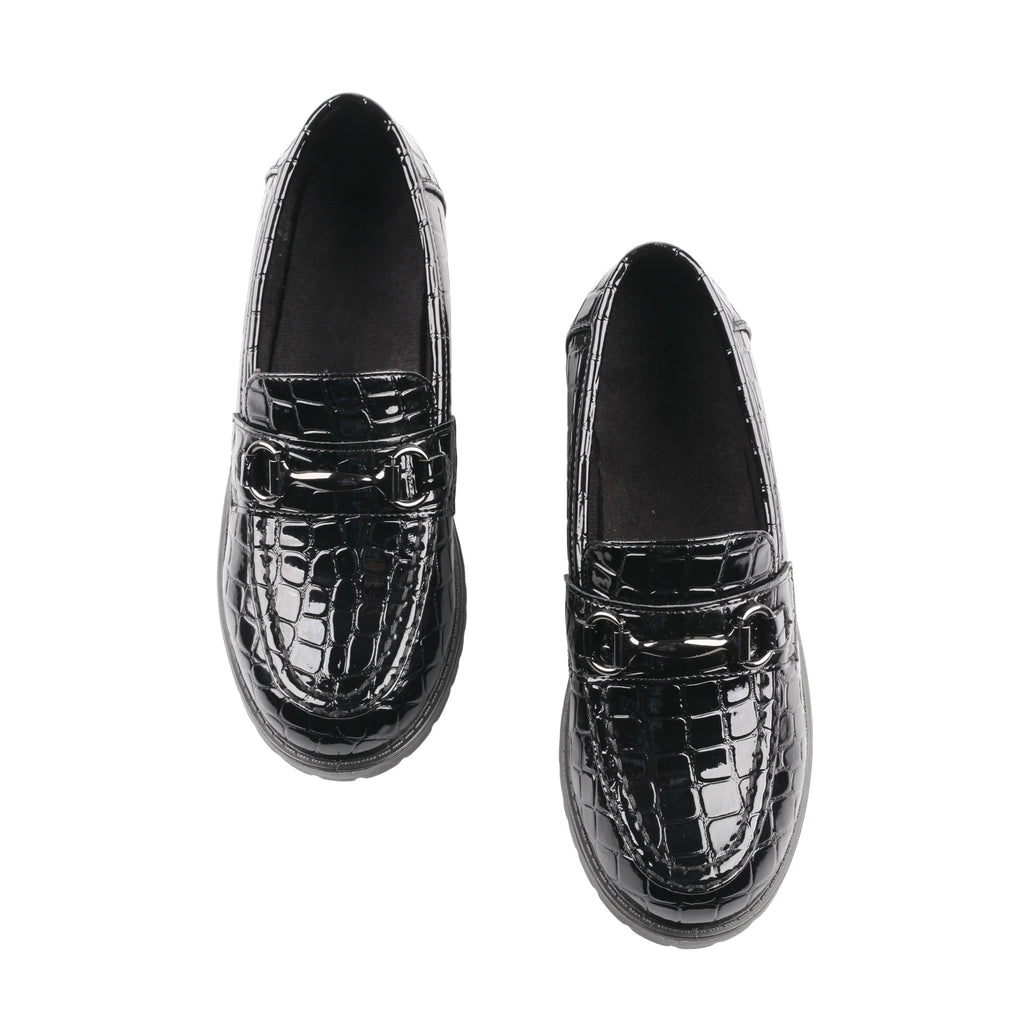 TMA EYES Women's Classic Crocodile Pattern Loafers - Slip-On Low Heel Shoes with Non-Slip TPR Sole - Fashion and Comfortable