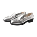 TMA EYES Women's Shiny Silver Loafers - Classic and Fashion Slip-On Low Heel Shoes Anti-Slip Versatile Leather Shoes
