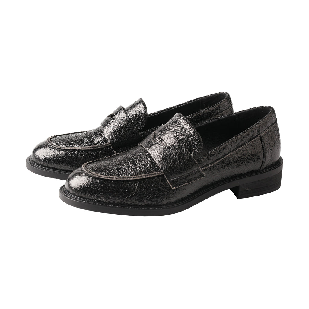 TMA EYES Classic Pointed-Toe Loafer for Women – Snake Print Slip-On Low Chunky Heel Leather Shoes