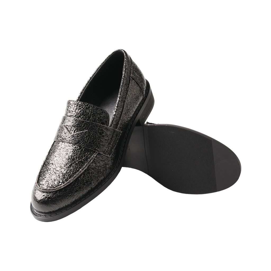 TMA EYES Classic Pointed-Toe Loafer for Women – Snake Print Slip-On Low Chunky Heel Leather Shoes