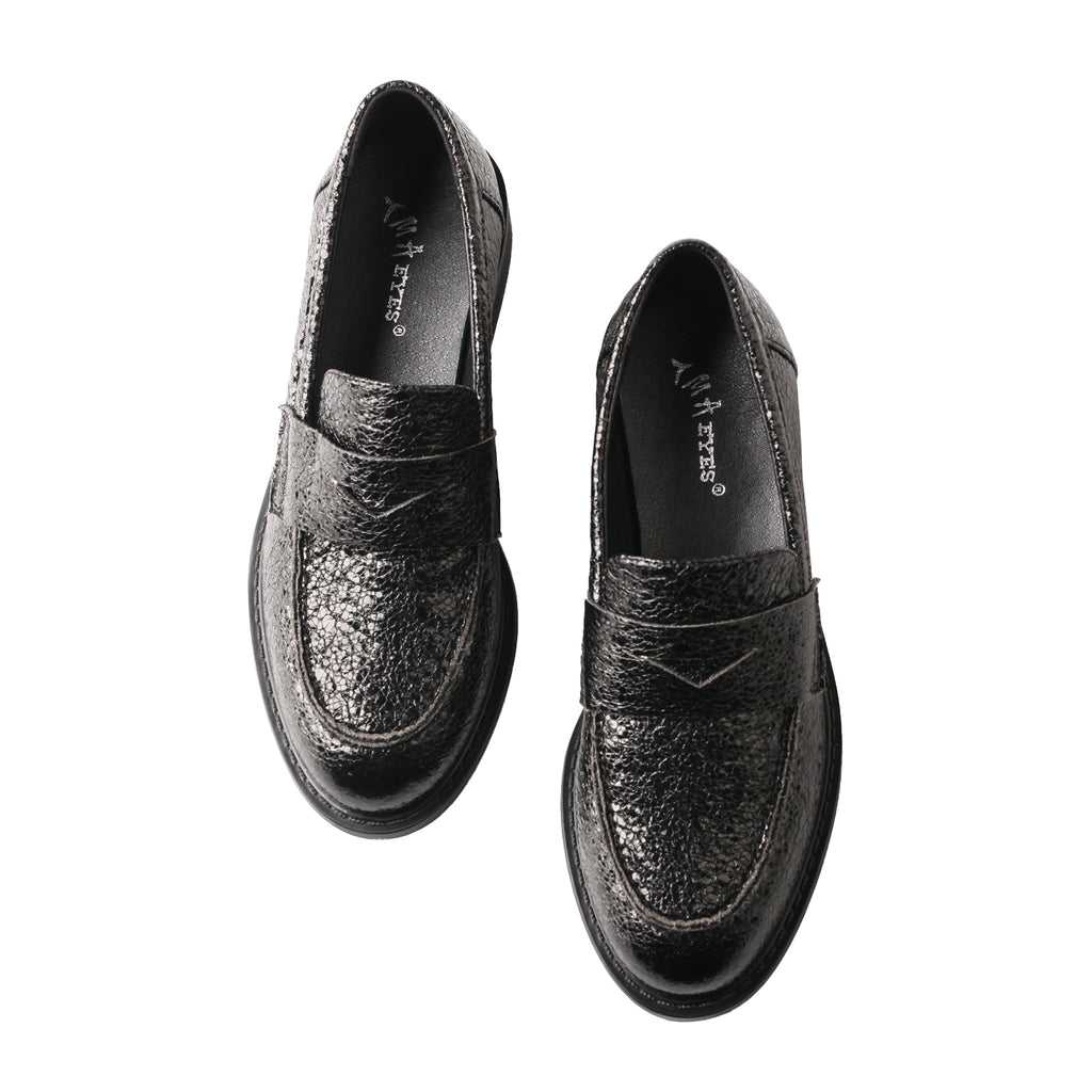 TMA EYES Classic Pointed-Toe Loafer for Women – Snake Print Slip-On Low Chunky Heel Leather Shoes