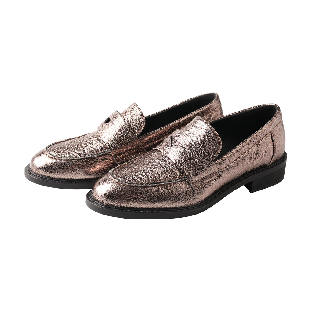 TMA EYES Classic Pointed-Toe Loafer for Women – Snake Print Slip-On Low Chunky Heel Leather Shoes