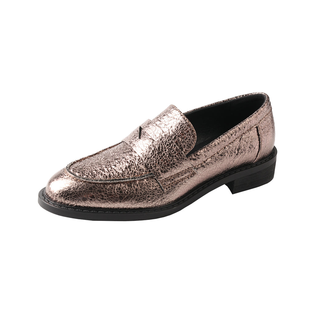 TMA EYES Classic Pointed-Toe Loafer for Women – Snake Print Slip-On Low Chunky Heel Leather Shoes