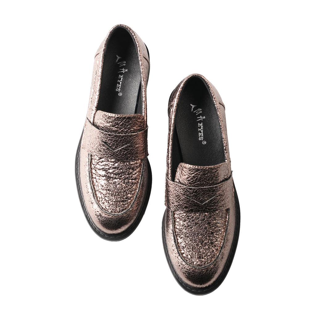 TMA EYES Classic Pointed-Toe Loafer for Women – Snake Print Slip-On Low Chunky Heel Leather Shoes