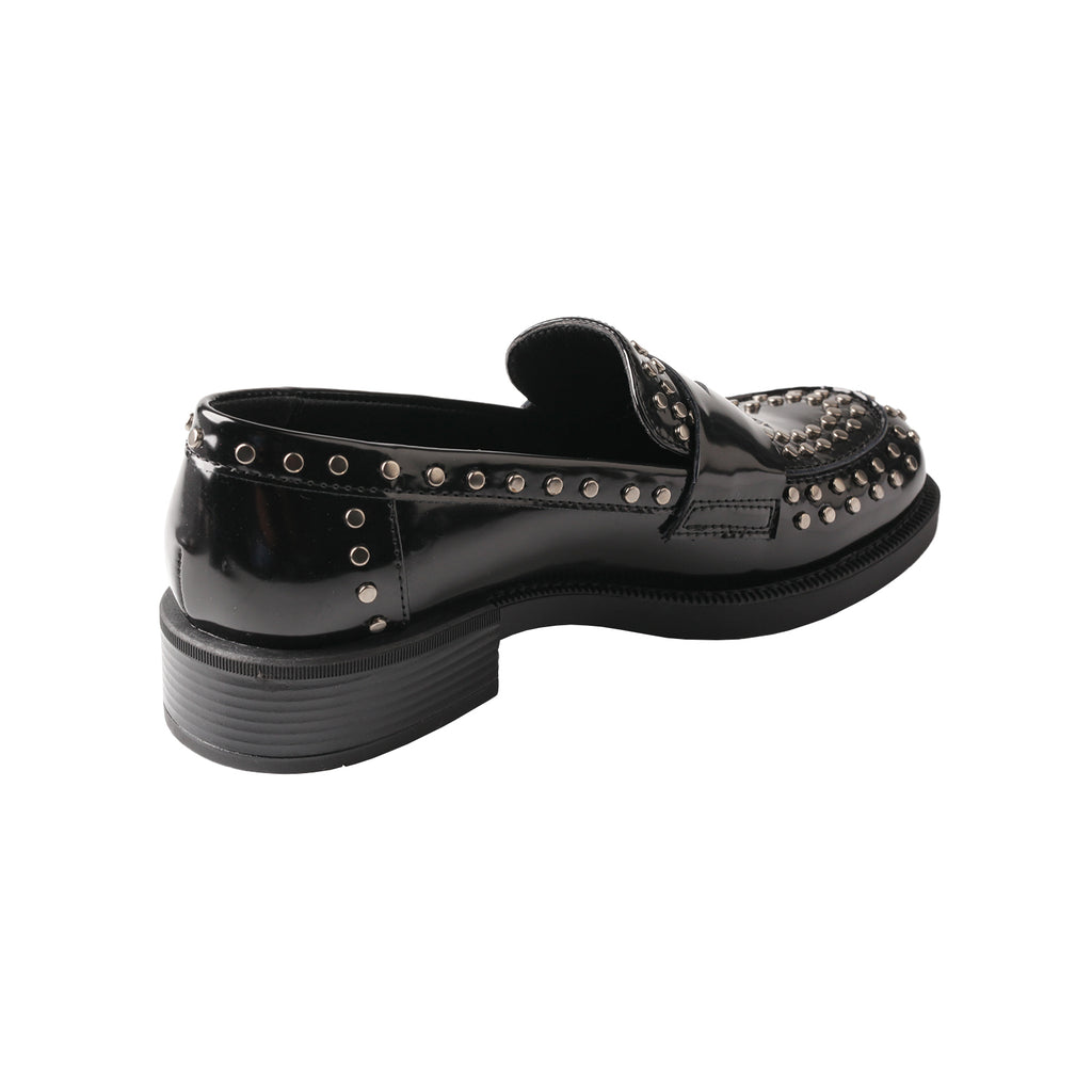 TMA EYES Women’s Classic Patent Leather Loafers – Slip-On, Studded, Low Block Heel, Anti-Slip & Breathable
